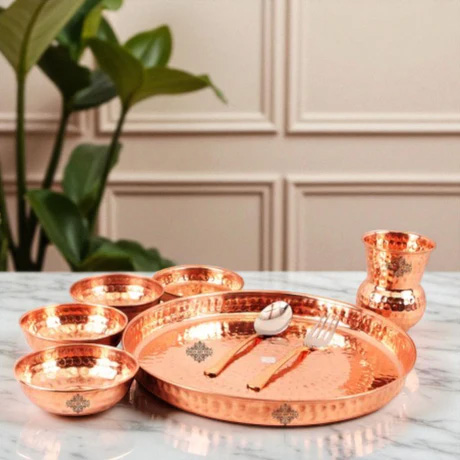 Handcrafted Pure Copper Hammered Traditional Thali