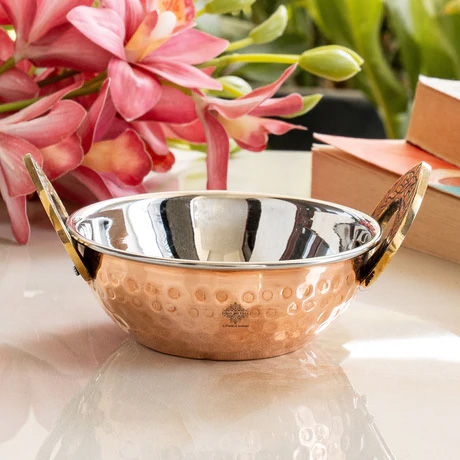 Steel Copper Hammered Design Kadhai