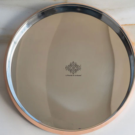 Steel Copper Curved Thali, Tableware, Dinnerware